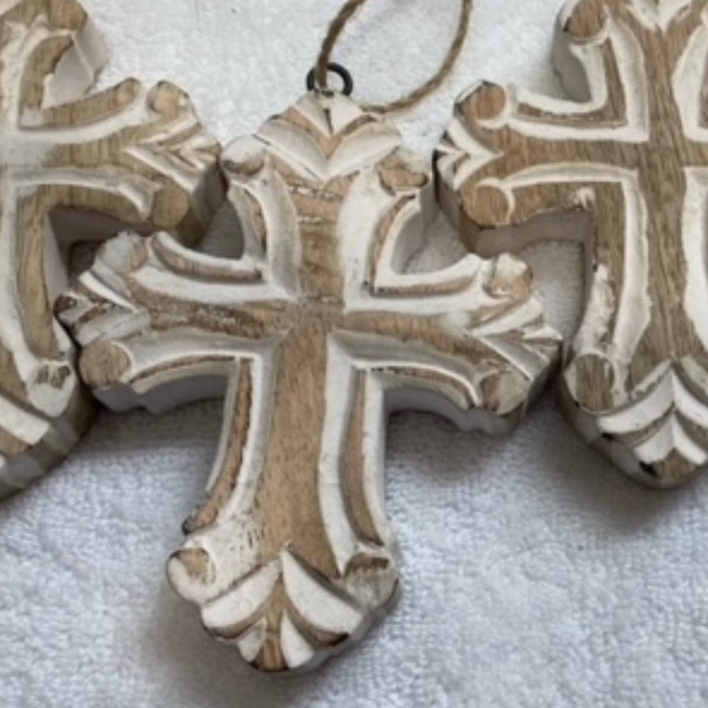 Wooden Cross Ornaments-Set of 10 - Picture 3 of 5